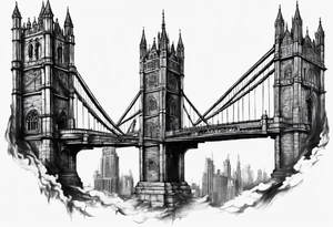 a bridge linking the top floor of two towers together tattoo idea