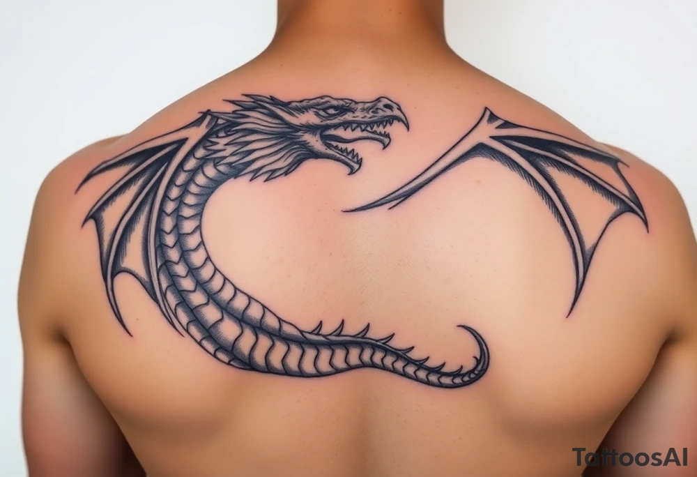 Dragão etéreo, narrativo, nascendo da magia do livro tattoo idea