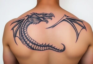 Dragão etéreo, narrativo, nascendo da magia do livro tattoo idea