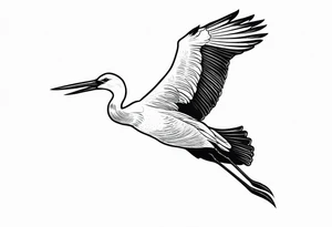 Majestic flying stork carrying a baby tattoo idea