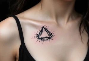 An ink-drip triquetra, with deep black edges fading into an artistic splatter effect tattoo idea