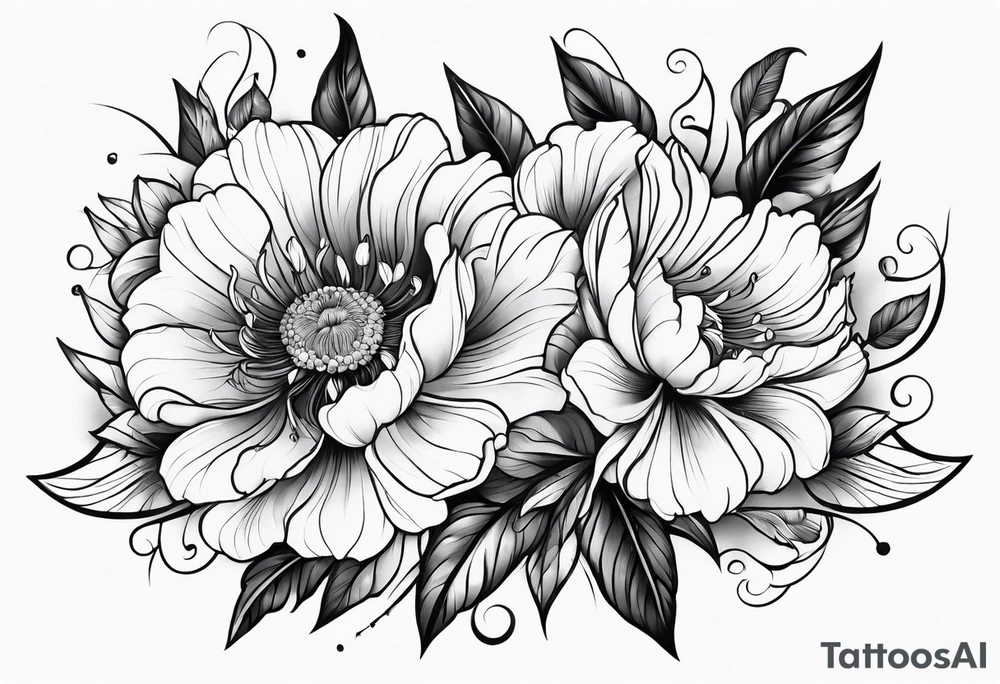 Neotraditional flowers tattoo idea
