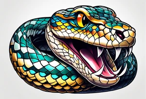Snake with an evil out inside of its mouth tattoo idea
