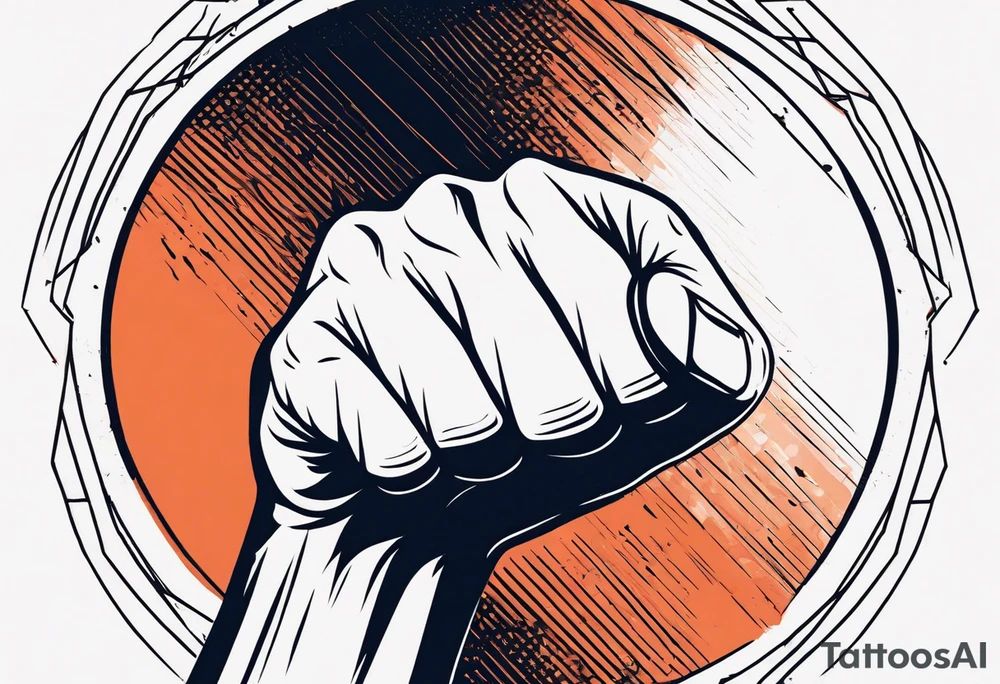 A clenched fist on the back using negative space techniques tattoo idea A clenched fist on the back using negative space techniques tattoo idea