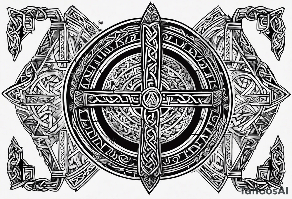 viking runes and knots tattoo idea