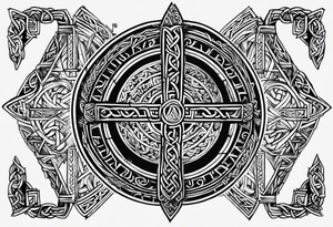 viking runes and knots tattoo idea