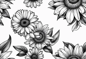 Hand tattoo of a Crescent moon shrouded by beautiful daisies tattoo idea
