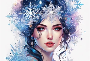 Constellation, girl, snowflake tattoo idea