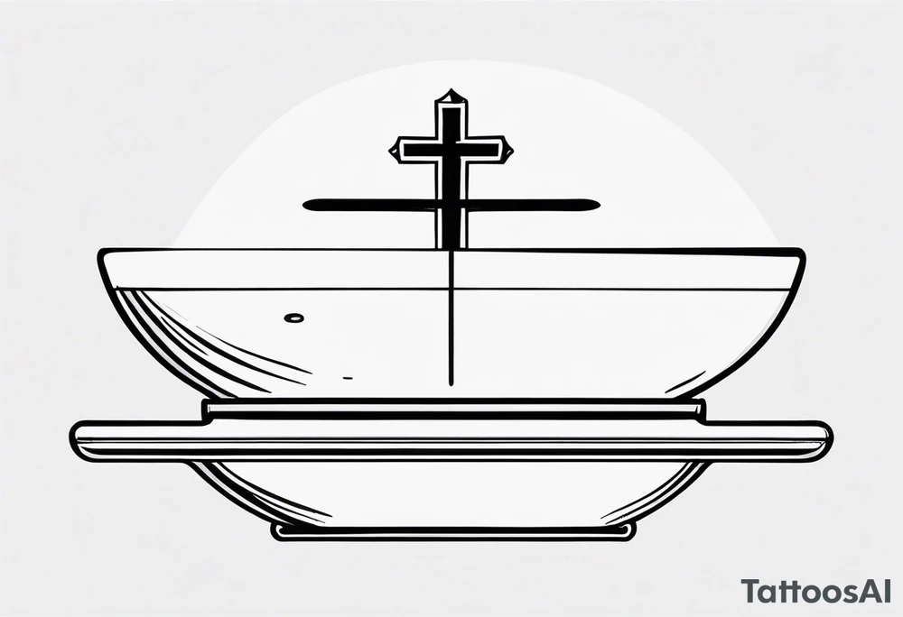 Picture of weight scale with a cross in the bowl on one side weighed down tattoo idea