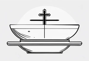 Picture of weight scale with a cross in the bowl on one side weighed down tattoo idea