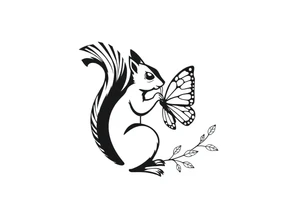 Squirrel kissing butterfly tattoo idea