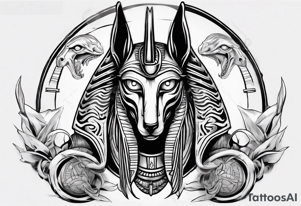Egyptian god Anubis' head with a cobra tattoo idea
