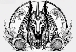 Egyptian god Anubis' head with a cobra tattoo idea