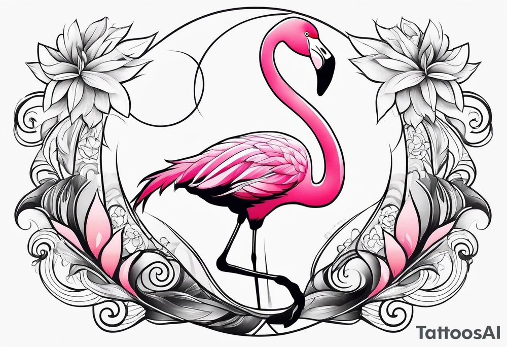 cute flamingo yinyang tattoo idea