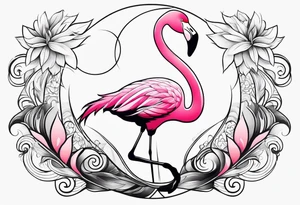 cute flamingo yinyang tattoo idea