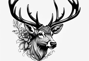 Deer antlers head simple tattoo idea
