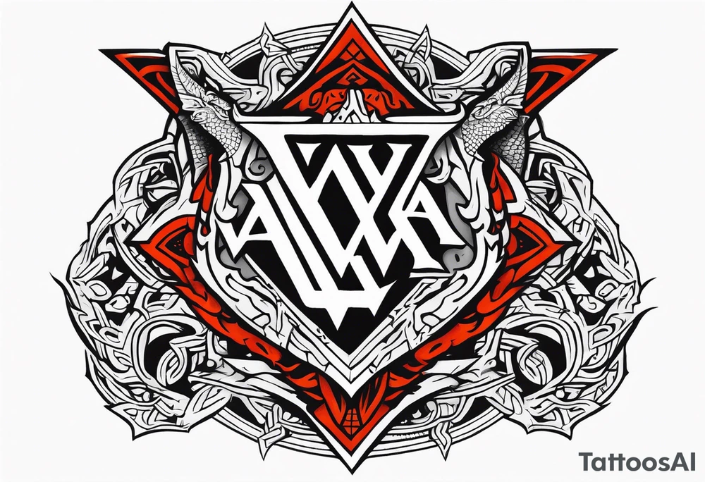 Valhalla sword shield dragon axe Valknut fire tattoo idea