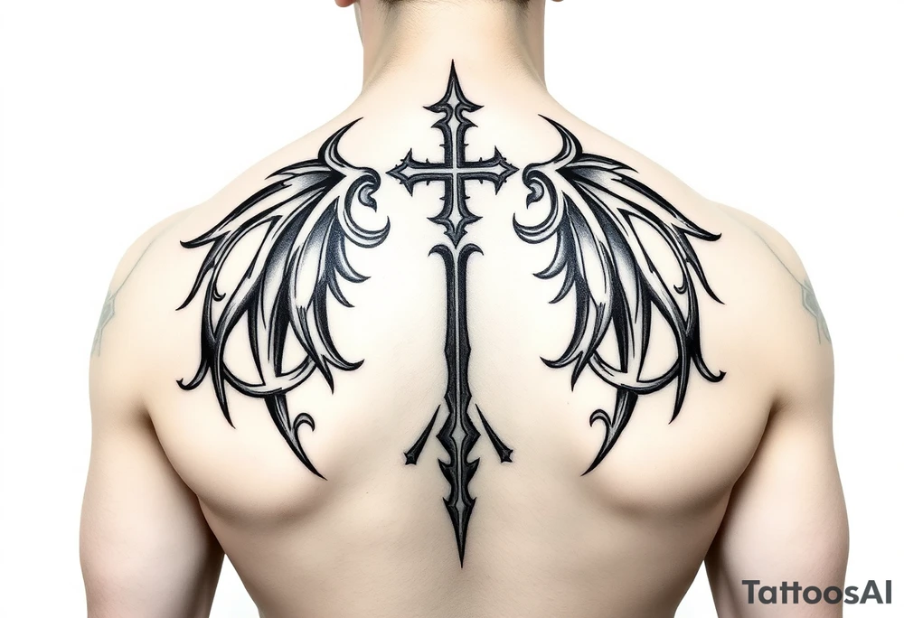 Tribal religious tattoo idea