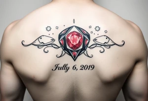 Ruby gemstone with the birthday July 6, 2019 tattoo idea
