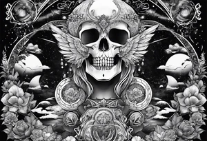 Universe with a full skeleton tattoo idea