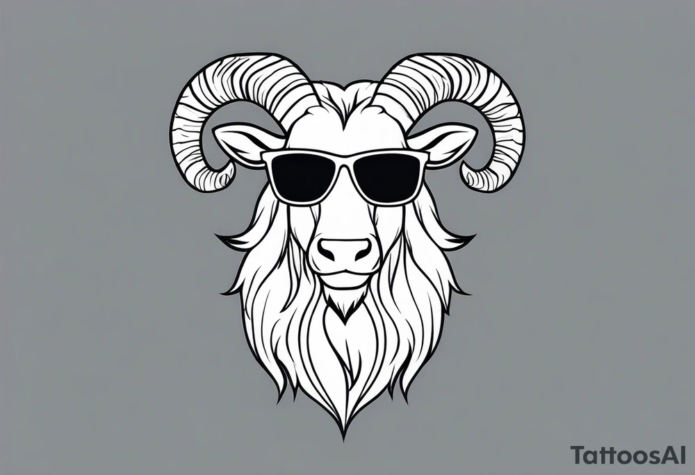 capricorn with beard and sunglasses tattoo idea