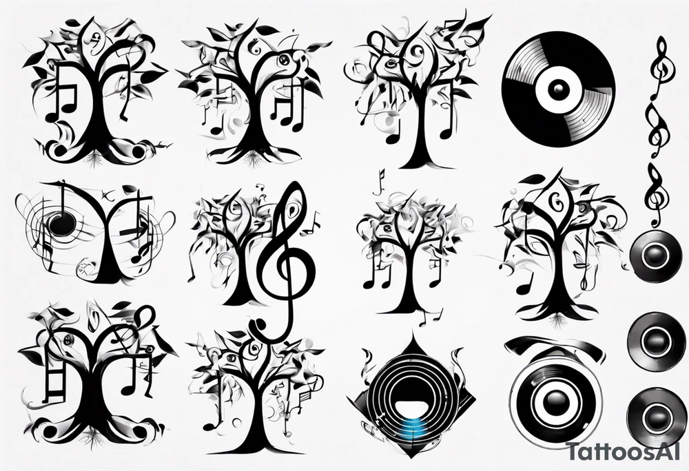 music speaker note tree stave note tattoo idea