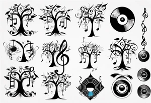 music speaker note tree stave note tattoo idea