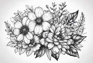 small long wildflower bouquet tattoo idea