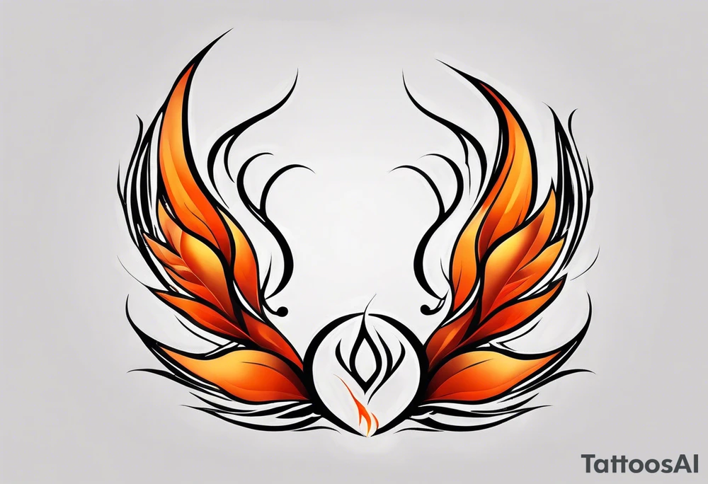 Twin flame symbol and fire. Make it small and minimalistic. Straight clean line border around the flame. Everything else black and white minus the twin flame fire. Flame is blue intertwined with orange/red. tattoo idea