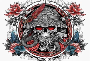 United States Marine and Samurai tattoo idea