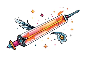 Syringe full of super powers tattoo idea