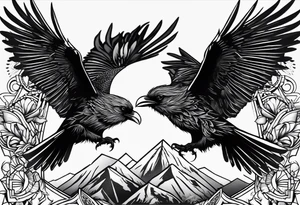 Hugin y munin en pelea sangrienta tattoo idea