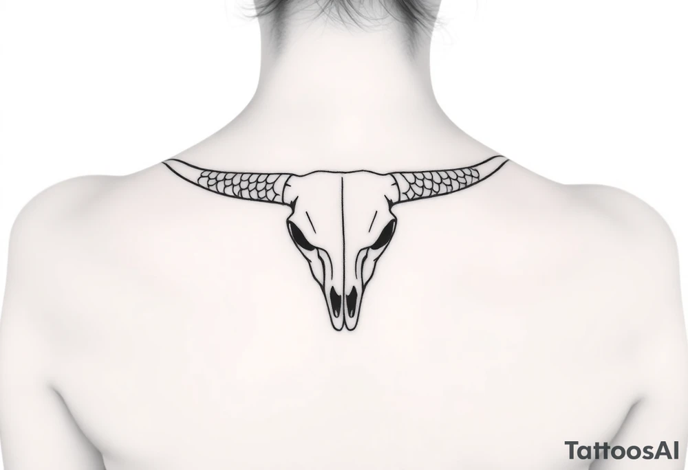 Longhorn skull with scales tattoo idea