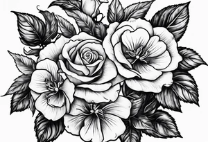 one rose and two violets tattoo idea