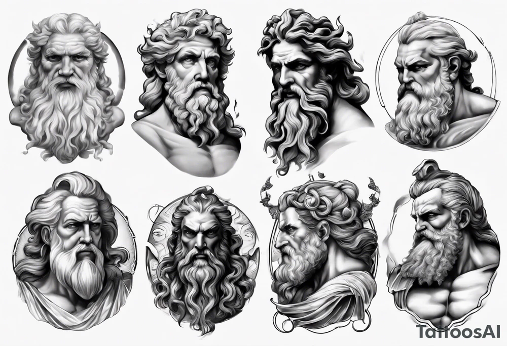 realistic zeus greek mythology tattoo idea