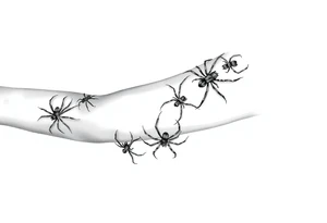 4 Spiders crawling down arm tattoo idea