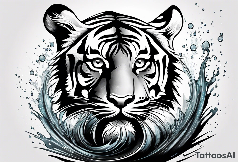 minimalist tiger splashing water tattoo idea