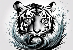 minimalist tiger splashing water tattoo idea
