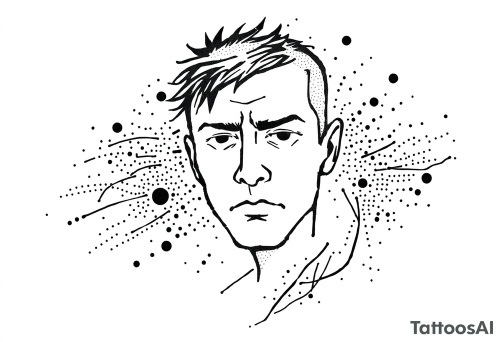 Confusion and pressure in thin lines on solo traveler tattoo idea