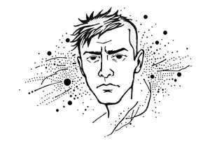 Confusion and pressure in thin lines on solo traveler tattoo idea