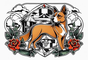 Simpletattoo with elements linked to bodybuilding dogs travel and freedom tattoo idea