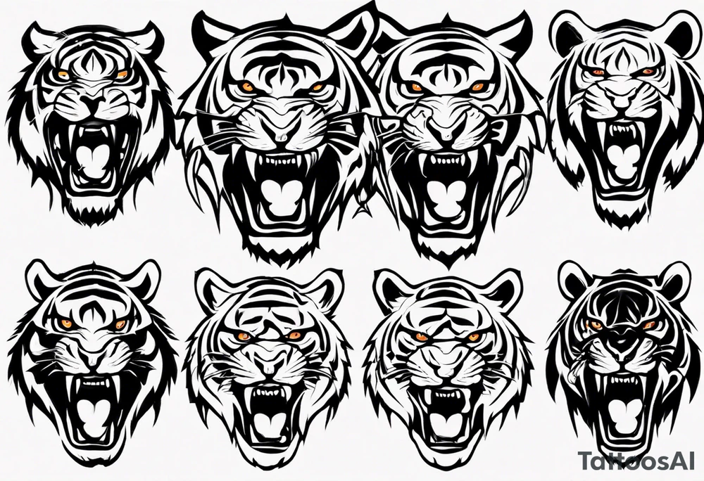 Ferocious Tiger roaring tattoo idea