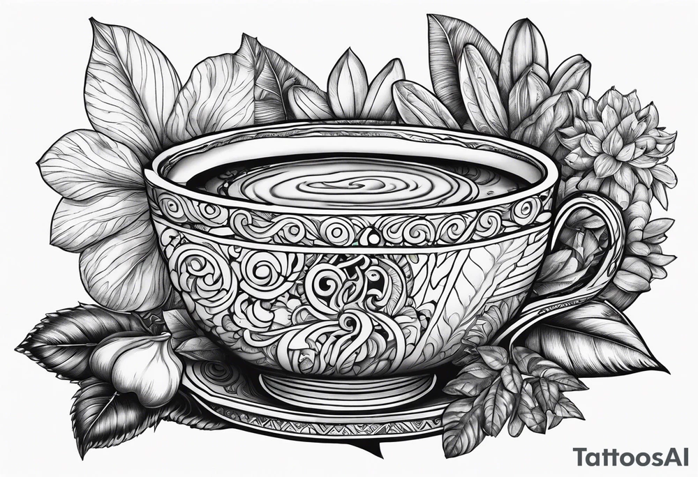 Ayahuasca mushrooms like a cup of tea made by indians tattoo idea