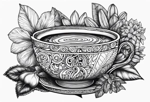 Ayahuasca mushrooms like a cup of tea made by indians tattoo idea
