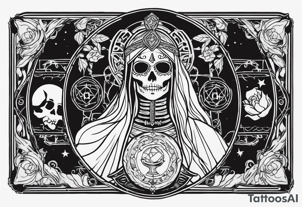 High priestess as a skeleton tarot card tattoo idea