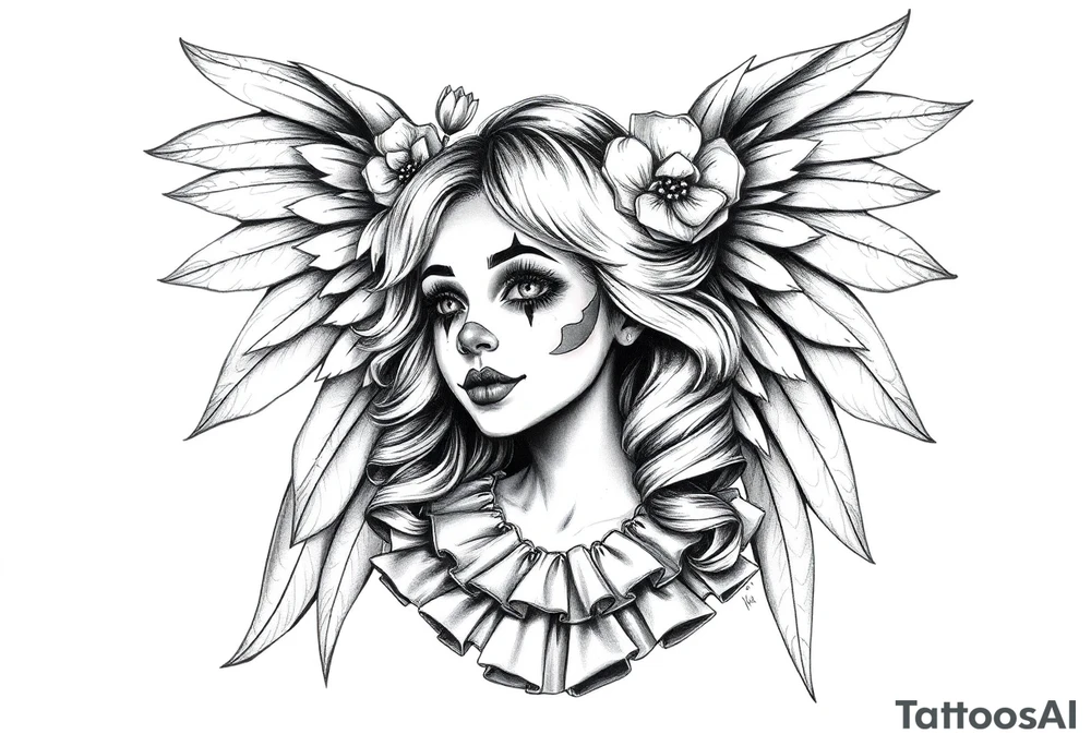 Payasa Clown Girl Angel Wings tattoo idea