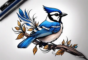 Majestic bluejay tattoo idea