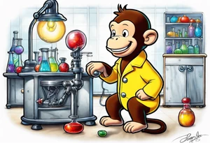 Curious George in a lab coat tattoo idea