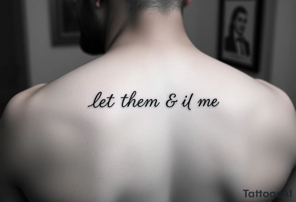 Small Fine line dainty cursive tattoo with the saying “let them & let me” on back tattoo idea