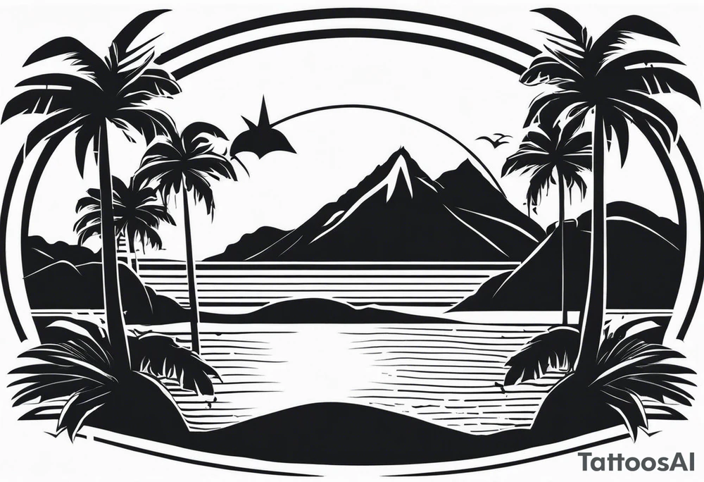 Palm trees and ocean tattoo idea